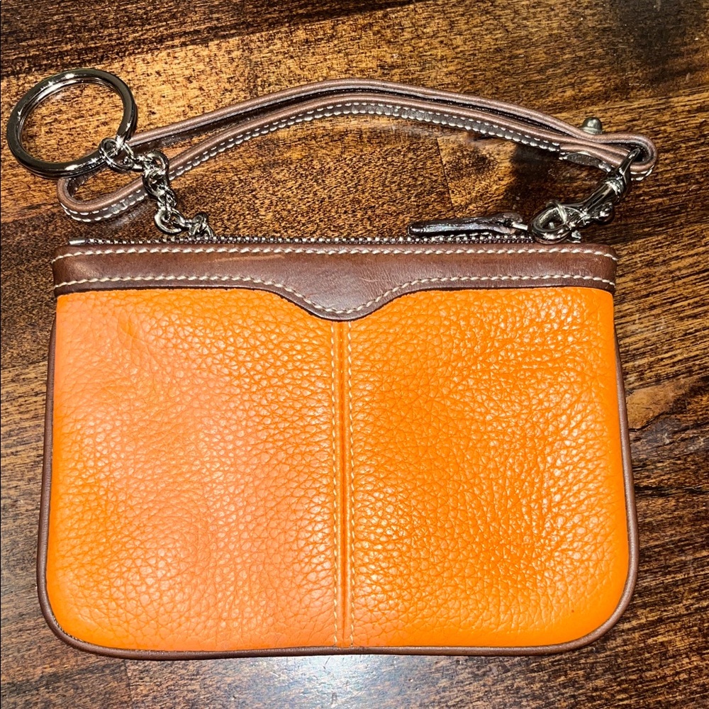 Dooney & Bourke Orange and Brown Leather Pouch